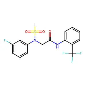 2-(3-fluoro-N-methylsulfonylanilino)-N-[2-(trifluoromethyl)phenyl]acetamide structure