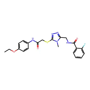 N-[[5-[2-(4-ethoxyanilino)-2-oxoethyl]sulfanyl-4-methyl-1,2,4-triazol-3-yl]methyl]-2-fluorobenzamide structure