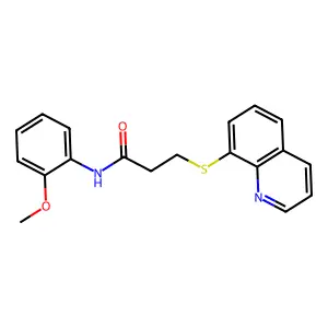 N-(2-methoxyphenyl)-3-quinolin-8-ylsulfanylpropanamide structure