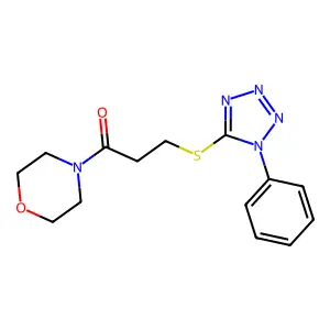 1-Morpholin-4-yl-3-(1-phenyltetrazol-5-yl)sulfanylpropan-1-one structure
