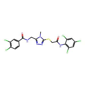 3,4-dichloro-N-[[4-methyl-5-[2-oxo-2-(2,4,6-trichloroanilino)ethyl]sulfanyl-1,2,4-triazol-3-yl]methyl]benzamide structure