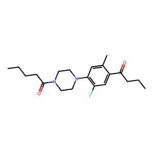 1-[4-(4-Butanoyl-2-fluoro-5-methylphenyl)piperazin-1-yl]pentan-1-one structure