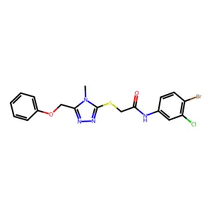 N-(4-bromo-3-chlorophenyl)-2-[[4-methyl-5-(phenoxymethyl)-1,2,4-triazol-3-yl]sulfanyl]acetamide structure