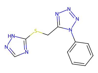 1-phenyl-5-[(4H-1,2,4-triazol-3-ylsulfanyl)methyl]-1H-tetrazole structure