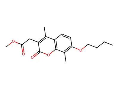 methyl (7-butoxy-4,8-dimethyl-2-oxo-2H-chromen-3-yl)acetate structure