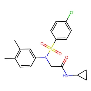 2-(N-(4-chlorophenyl)sulfonyl-3,4-dimethylanilino)-N-cyclopropylacetamide structure