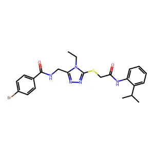 4-bromo-N-({4-ethyl-5-[(2-oxo-2-{[2-(propan-2-yl)phenyl]amino}ethyl)sulfanyl]-4H-1,2,4-triazol-3-yl}methyl)benzamide structure