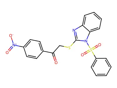 2-[1-(Benzenesulfonyl)benzimidazol-2-yl]sulfanyl-1-(4-nitrophenyl)ethanone structure