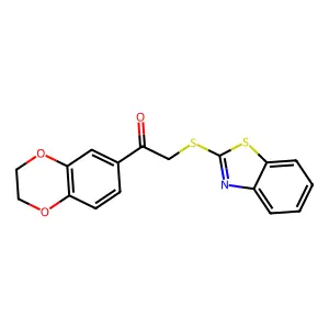 2-(1,3-Benzothiazol-2-ylsulfanyl)-1-(2,3-dihydro-1,4-benzodioxin-6-yl)ethanone structure
