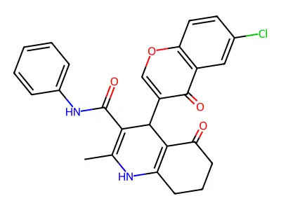 4-(6-chloro-4-oxo-4H-chromen-3-yl)-2-methyl-5-oxo-N-phenyl-1,4,5,6,7,8-hexahydroquinoline-3-carboxamide structure