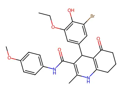 4-(3-bromo-5-ethoxy-4-hydroxyphenyl)-N-(4-methoxyphenyl)-2-methyl-5-oxo-4,6,7,8-tetrahydro-1H-quinoline-3-carboxamide structure