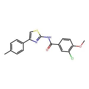 3-chloro-4-methoxy-N-[4-(4-methylphenyl)-1,3-thiazol-2-yl]benzamide structure