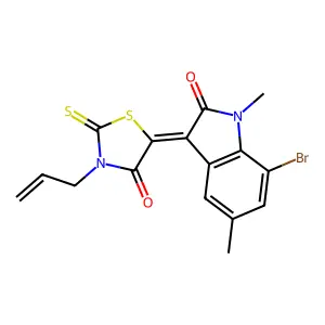 7-Bromo-1,3-dihydro-1,5-dimethyl-3-[4-oxo-3-(2-propen-1-yl)-2-thioxo-5-thiazolidinylidene]-2H-indol-2-one structure