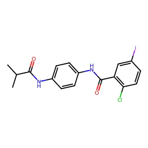 2-chloro-5-iodo-N-[4-(2-methylpropanoylamino)phenyl]benzamide structure