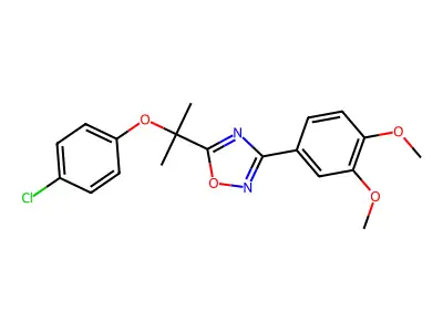 5-[2-(4-Chlorophenoxy)propan-2-yl]-3-(3,4-dimethoxyphenyl)-1,2,4-oxadiazole structure