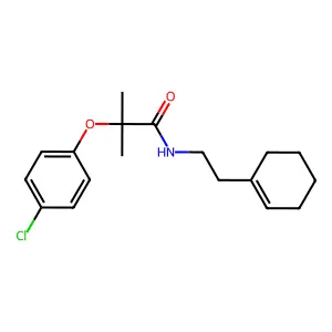 2-(4-chlorophenoxy)-N-[2-(cyclohexen-1-yl)ethyl]-2-methylpropanamide structure