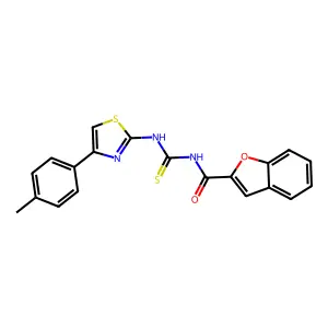 N-((4-(p-tolyl)thiazol-2-yl)carbamothioyl)benzofuran-2-carboxamide structure