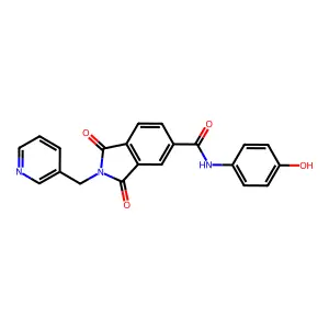 N-(4-hydroxyphenyl)-1,3-dioxo-2-(pyridin-3-ylmethyl)isoindole-5-carboxamide structure