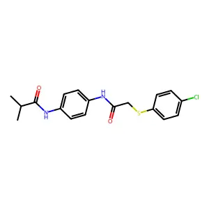 N-[4-({[(4-chlorophenyl)sulfanyl]acetyl}amino)phenyl]-2-methylpropanamide structure