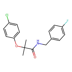 2-(4-chlorophenoxy)-N-(4-fluorobenzyl)-2-methylpropanamide structure