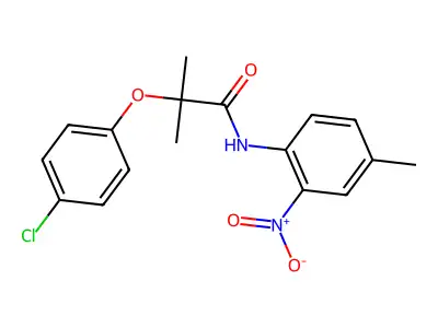 2-(4-chlorophenoxy)-2-methyl-N-(4-methyl-2-nitrophenyl)propanamide structure