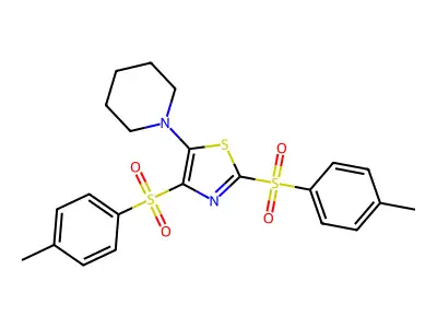 1-{2,4-Bis[(4-methylphenyl)sulfonyl]-1,3-thiazol-5-yl}piperidine structure