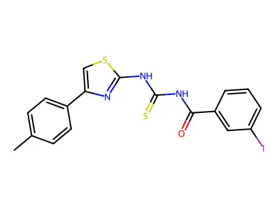3-iodo-N-[[4-(4-methylphenyl)-1,3-thiazol-2-yl]carbamothioyl]benzamide structure