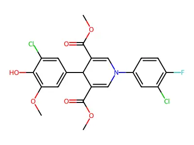 dimethyl 1-(3-chloro-4-fluorophenyl)-4-(3-chloro-4-hydroxy-5-methoxyphenyl)-1,4-dihydropyridine-3,5-dicarboxylate structure