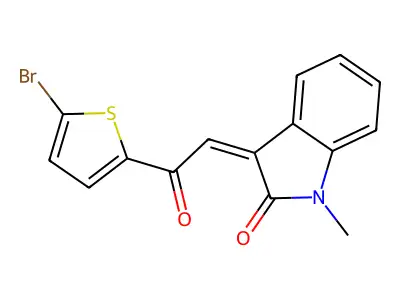 (3Z)-3-[2-(5-bromothiophen-2-yl)-2-oxoethylidene]-1-methylindol-2-one structure