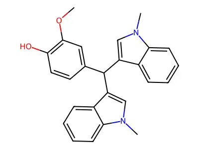 Phenol, 4-[bis(1-methyl-1H-indol-3-yl)methyl]-2-methoxy- structure