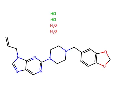 9H-Purine, 9-allyl-2-(4-piperonyl-1-piperazinyl)-, dihydrochloride, dihydrate structure