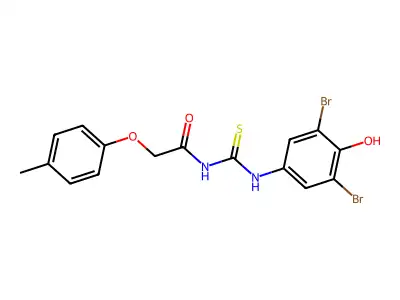 N-[(3,5-dibromo-4-hydroxy-phenyl)thiocarbamoyl]-2-(4-methylphenoxy)acetamide structure