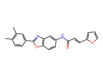 N-[2-(3,4-dimethylphenyl)-1,3-benzoxazol-5-yl]-3-(furan-2-yl)prop-2-enamide structure