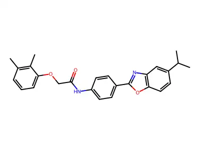 2-(2,3-dimethylphenoxy)-N-{4-[5-(propan-2-yl)-1,3-benzoxazol-2-yl]phenyl}acetamide structure