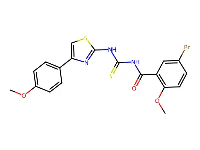 5-bromo-2-methoxy-N-{[4-(4-methoxyphenyl)-1,3-thiazol-2-yl]carbamothioyl}benzamide structure