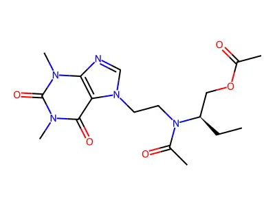 (R)-(-)-2-N-(Theophyllinyl-7'-ethyl)-2-acetamino-1-acetoxybutane structure