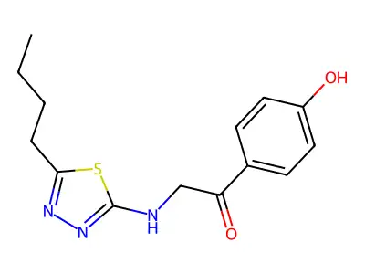 Ethanone, 2-((5-butyl-1,3,4-thiadiazol-2-yl)amino)-1-(4-hydroxyphenyl)- structure