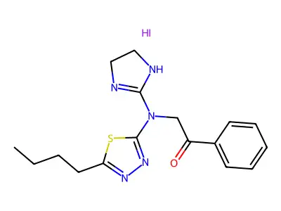 Ethanone, 2-((5-butyl-1,3,4-thiadiazol-2-yl)(4,5-dihydro-1H-imidazol-2-yl)amino)-1-phenyl)-, monohydriodide structure
