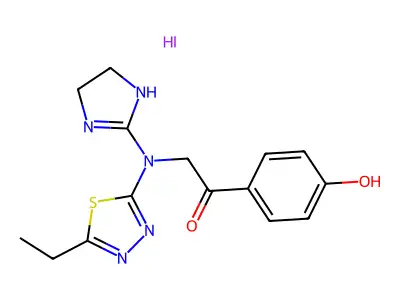 Ethanone, 2-((4,5-dihydro-1H-imidazol-2-yl)(5-ethyl-1,3,4-thiadiazol-2-yl)amino)-1-(4-hydroxyphenyl)-, monohydriodide structure