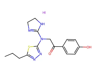 Ethanone, 2-((4,5-dihydro-1H-imidazol-2-yl)(5-propyl-1,3,4-thiadiazol-2-yl)amino)-1-(4-hydroxyphenyl)-, monohydriodide structure