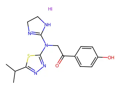 Ethanone, 2-((4,5-dihydro-1H-imidazol-2-yl)(5-(1-methylethyl)-1,3,4-thiadiazol-2-yl)amino)-1-(4-hydroxyphenyl)-, monohydriodide structure