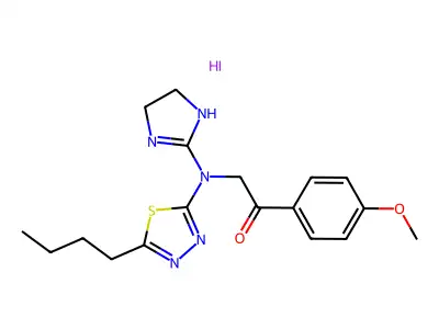 Ethanone, 2-((5-butyl-1,3,4-thiadiazol-2-yl)(4,5-dihydro-1H-imidazol-2-yl)amino)-1-(4-methoxyphenyl)-, monohydriodide structure