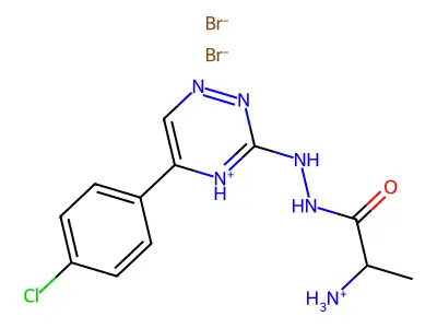 Alanine, 2-(5-(4-chlorophenyl)-3-as-triazinyl)hydrazide, dihydrobromide, hydrate structure