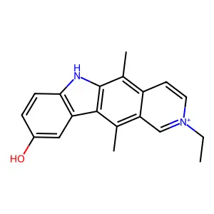 2-Ethyl-9-hydroxy-5,11-dimethyl-6H-pyrido(4,3-b)carbazolium structure