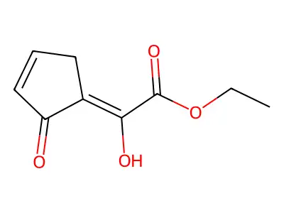 Ethyl 2-hydroxy-2-(2-oxocyclopent-3-en-1-ylidene)acetate structure