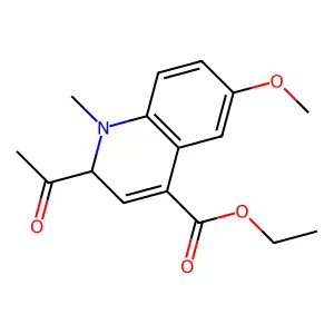 Ethyl 2-acetyl-6-methoxy-1-methyl-1,2-dihydroquinoline-4-carboxylate structure
