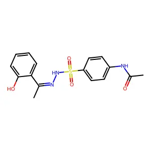 N-[4-[[1-(2-hydroxyphenyl)ethylideneamino]sulfamoyl]phenyl]acetamide structure