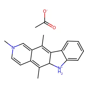 2,5,11-Trimethyl-5a,6-dihydro-2h-pyrido[4,3-b]carbazol-6-ium acetate structure