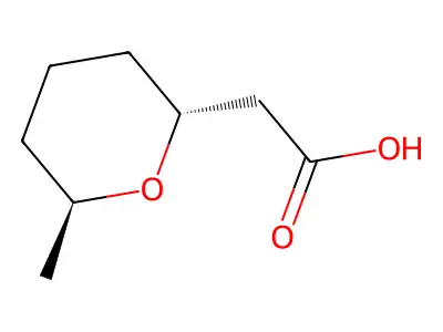 2-[(2R,6S)-6-methyloxan-2-yl]acetic acid structure