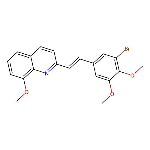 2-[(E)-2-(3-bromo-4,5-dimethoxyphenyl)ethenyl]-8-methoxyquinoline structure